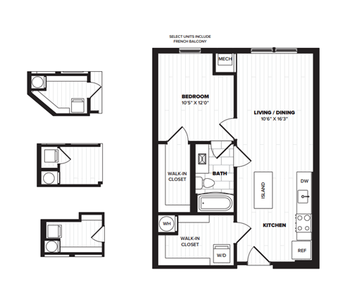 a floor plan of four bedroom apartments